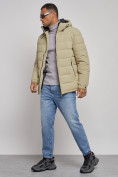 Купить Куртка спортивная мужская зимняя с капюшоном светло-зеленого цвета 8357ZS, фото 2