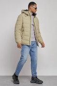 Купить Куртка спортивная мужская зимняя с капюшоном светло-зеленого цвета 8357ZS, фото 3