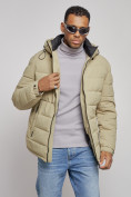 Купить Куртка спортивная мужская зимняя с капюшоном светло-зеленого цвета 8357ZS, фото 7
