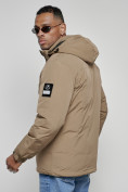 Купить Куртка спортивная мужская зимняя с капюшоном бежевого цвета 8360B, фото 10