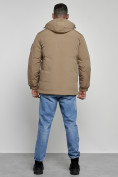 Купить Куртка спортивная мужская зимняя с капюшоном бежевого цвета 8360B, фото 4