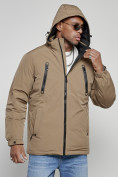 Купить Куртка спортивная мужская зимняя с капюшоном бежевого цвета 8360B, фото 5