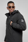 Купить Куртка спортивная мужская зимняя с капюшоном черного цвета 8360Ch, фото 11