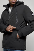 Купить Куртка спортивная мужская зимняя с капюшоном черного цвета 8360Ch, фото 12