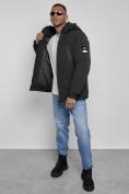 Купить Куртка спортивная мужская зимняя с капюшоном черного цвета 8360Ch, фото 14