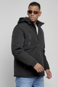 Купить Куртка спортивная мужская зимняя с капюшоном черного цвета 8360Ch, фото 9