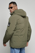 Купить Куртка спортивная мужская зимняя с капюшоном цвета хаки 8360Kh, фото 10