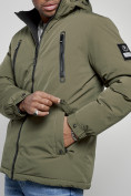Купить Куртка спортивная мужская зимняя с капюшоном цвета хаки 8360Kh, фото 12