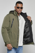 Купить Куртка спортивная мужская зимняя с капюшоном цвета хаки 8360Kh, фото 15