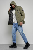 Купить Куртка спортивная мужская зимняя с капюшоном цвета хаки 8360Kh, фото 19