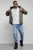 Купить Куртка спортивная мужская зимняя с капюшоном цвета хаки 8360Kh, фото 21