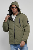 Купить Куртка спортивная мужская зимняя с капюшоном цвета хаки 8360Kh, фото 5