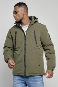 Купить Куртка спортивная мужская зимняя с капюшоном цвета хаки 8360Kh, фото 8