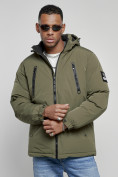 Купить Куртка спортивная мужская зимняя с капюшоном цвета хаки 8360Kh, фото 9