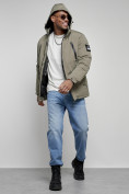 Купить Куртка спортивная мужская зимняя с капюшоном серого цвета 8360Sr, фото 15