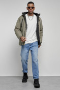 Купить Куртка спортивная мужская зимняя с капюшоном серого цвета 8360Sr, фото 16