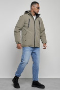 Купить Куртка спортивная мужская зимняя с капюшоном серого цвета 8360Sr, фото 3