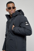 Купить Куртка спортивная мужская зимняя с капюшоном темно-синего цвета 8360TS, фото 11