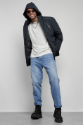 Купить Куртка спортивная мужская зимняя с капюшоном темно-синего цвета 8360TS, фото 17