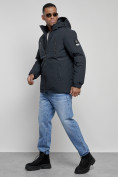 Купить Куртка спортивная мужская зимняя с капюшоном темно-синего цвета 8360TS, фото 2