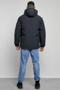 Купить Куртка спортивная мужская зимняя с капюшоном темно-синего цвета 8360TS, фото 4