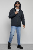 Купить Куртка спортивная мужская зимняя с капюшоном темно-синего цвета 8360TS, фото 6