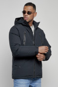 Купить Куртка спортивная мужская зимняя с капюшоном темно-синего цвета 8360TS, фото 9
