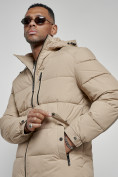 Купить Куртка спортивная мужская зимняя с капюшоном бежевого цвета 8362B, фото 11