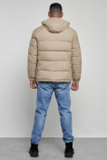 Купить Куртка спортивная мужская зимняя с капюшоном бежевого цвета 8362B, фото 4