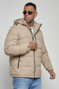 Купить Куртка спортивная мужская зимняя с капюшоном бежевого цвета 8362B, фото 7