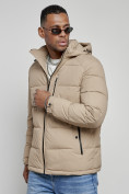 Купить Куртка спортивная мужская зимняя с капюшоном бежевого цвета 8362B, фото 9