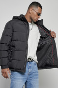 Купить Куртка спортивная мужская зимняя с капюшоном черного цвета 8362Ch, фото 12