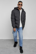 Купить Куртка спортивная мужская зимняя с капюшоном черного цвета 8362Ch, фото 13