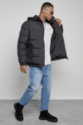 Купить Куртка спортивная мужская зимняя с капюшоном черного цвета 8362Ch, фото 15