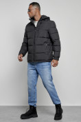 Купить Куртка спортивная мужская зимняя с капюшоном черного цвета 8362Ch, фото 2