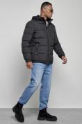 Купить Куртка спортивная мужская зимняя с капюшоном черного цвета 8362Ch, фото 3