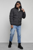 Купить Куртка спортивная мужская зимняя с капюшоном черного цвета 8362Ch, фото 6