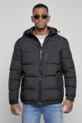 Купить Куртка спортивная мужская зимняя с капюшоном черного цвета 8362Ch, фото 7