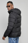 Купить Куртка спортивная мужская зимняя с капюшоном черного цвета 8362Ch, фото 9