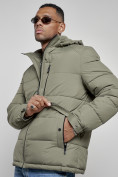 Купить Куртка спортивная мужская зимняя с капюшоном цвета хаки 8362Kh, фото 11