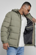 Купить Куртка спортивная мужская зимняя с капюшоном цвета хаки 8362Kh, фото 12