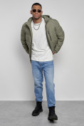 Купить Куртка спортивная мужская зимняя с капюшоном цвета хаки 8362Kh, фото 14