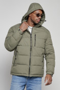 Купить Куртка спортивная мужская зимняя с капюшоном цвета хаки 8362Kh, фото 5