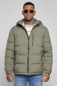 Купить Куртка спортивная мужская зимняя с капюшоном цвета хаки 8362Kh, фото 7