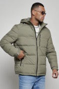 Купить Куртка спортивная мужская зимняя с капюшоном цвета хаки 8362Kh, фото 8