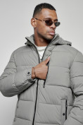 Купить Куртка спортивная мужская зимняя с капюшоном серого цвета 8362Sr, фото 11