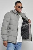 Купить Куртка спортивная мужская зимняя с капюшоном серого цвета 8362Sr, фото 14