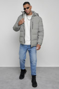 Купить Куртка спортивная мужская зимняя с капюшоном серого цвета 8362Sr, фото 15