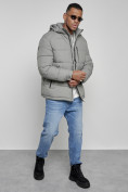 Купить Куртка спортивная мужская зимняя с капюшоном серого цвета 8362Sr, фото 17