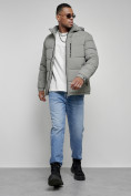 Купить Куртка спортивная мужская зимняя с капюшоном серого цвета 8362Sr, фото 18